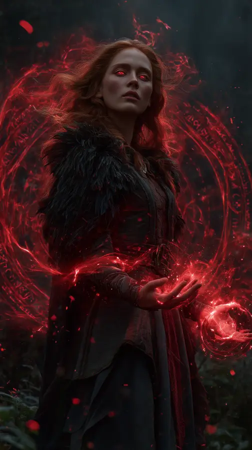 Crimson Witch Dark Awakening - Wanda - Scarlet Witch - Marvel 4K wallpaper for desktop and mobile - Pixbee