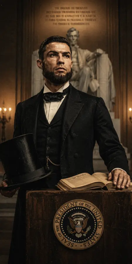 Cristiano Ronaldo Abraham Lincoln Presidential Mashup 4K wallpaper for desktop and mobile - Pixbee