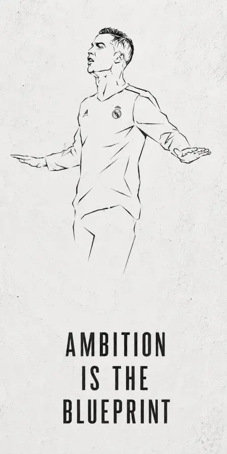Cristiano Ronaldo Ambition Blueprint Sketch Art — football phone wallpaper
