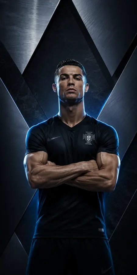 Cristiano Ronaldo Arms Crossed Geometric Studio Portrait 4K wallpaper for desktop and mobile - Pixbee