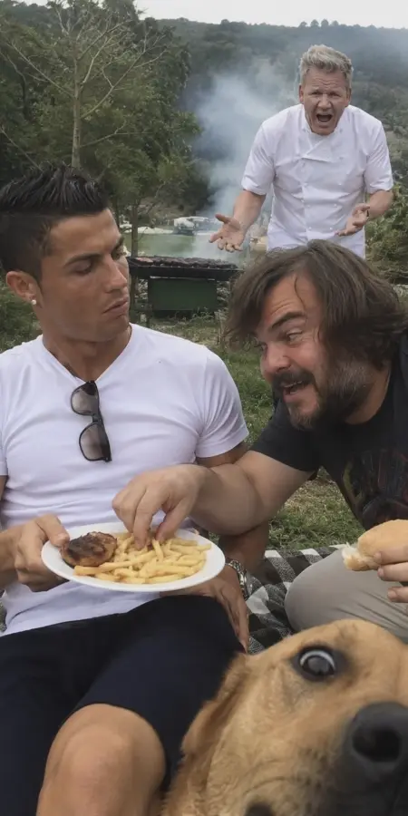 “Cristiano Ronaldo — BBQ Chaos With Gordon Ramsay & Jack Black.” 4K wallpaper for desktop and mobile - Pixbee