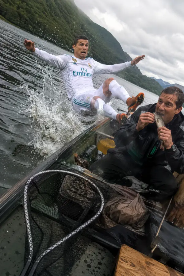 “Cristiano Ronaldo & Bear Grylls — Survival Trip Gone Wrong.” 4K wallpaper for desktop and mobile - Pixbee