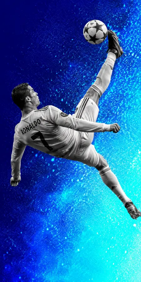 Cristiano Ronaldo Bicycle Kick Blue Galaxy — football phone wallpaper