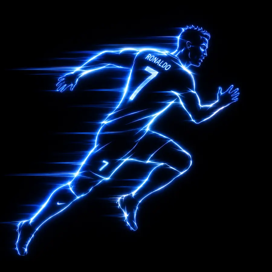 Cristiano Ronaldo Blue Neon Speed Outline — football desktop wallpaper