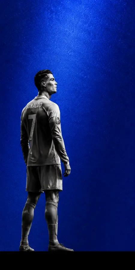 Cristiano Ronaldo Blue Textured Backdrop Silhouette — football phone wallpaper