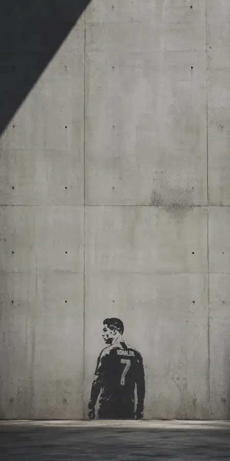 Cristiano Ronaldo Concrete Wall Stencil Art 4K wallpaper for desktop and mobile - Pixbee