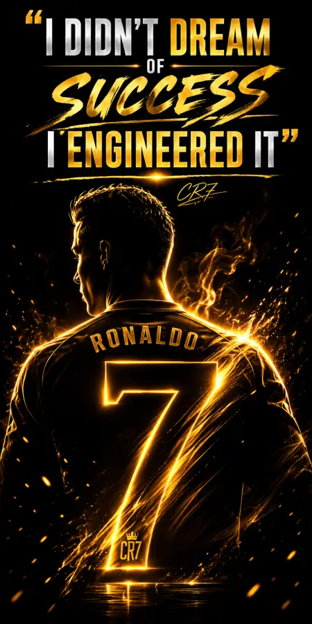 Cristiano Ronaldo Engineered Success Golden Fire 4K wallpaper for desktop and mobile - Pixbee