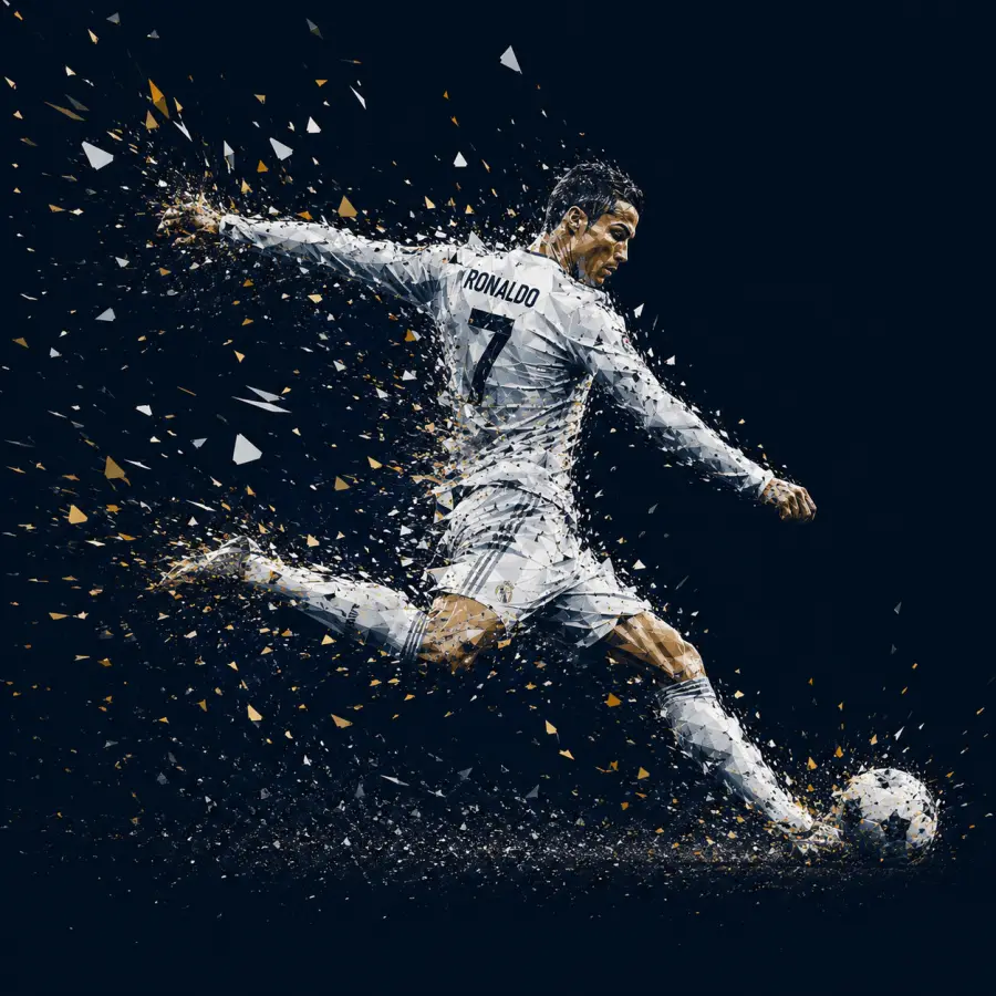 Cristiano Ronaldo Geometric Low Poly Shot — football desktop wallpaper