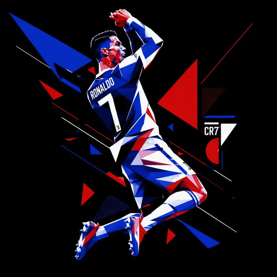 Cristiano Ronaldo Geometric Polygon Jump Celebration — football desktop wallpaper