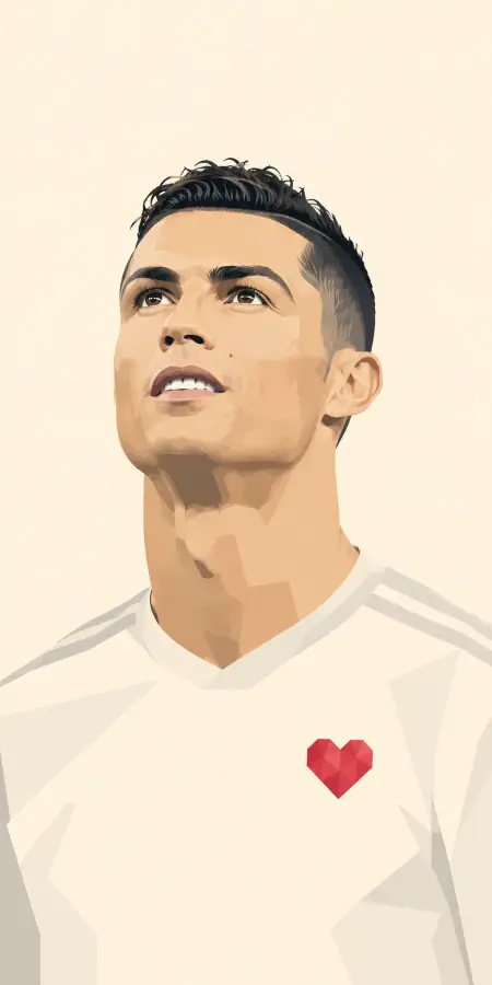 Cristiano Ronaldo Geometric Portrait Red Heart 4K wallpaper for desktop and mobile - Pixbee