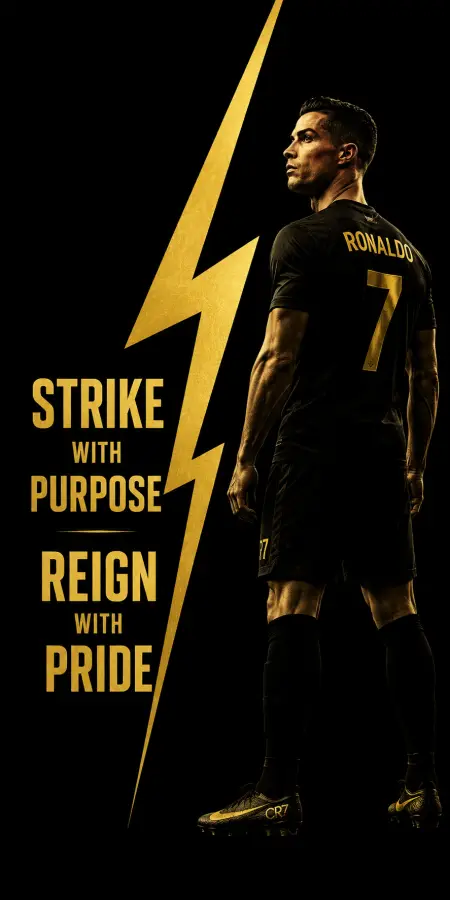 Cristiano Ronaldo Gold Strike Lightning Poster 4K wallpaper for desktop and mobile - Pixbee