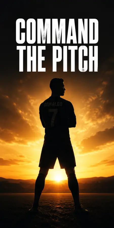 Cristiano Ronaldo Golden Sunset Pitch Silhouette 4K wallpaper for desktop and mobile - Pixbee