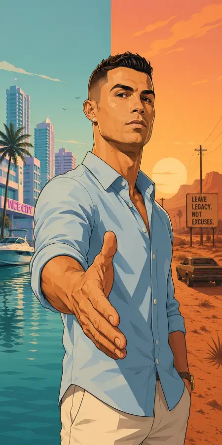 Cristiano Ronaldo Gta Style Handshake Poster — gta vice city phone wallpaper