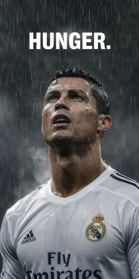 Cristiano Ronaldo Hunger In The Rain — football phone wallpaper