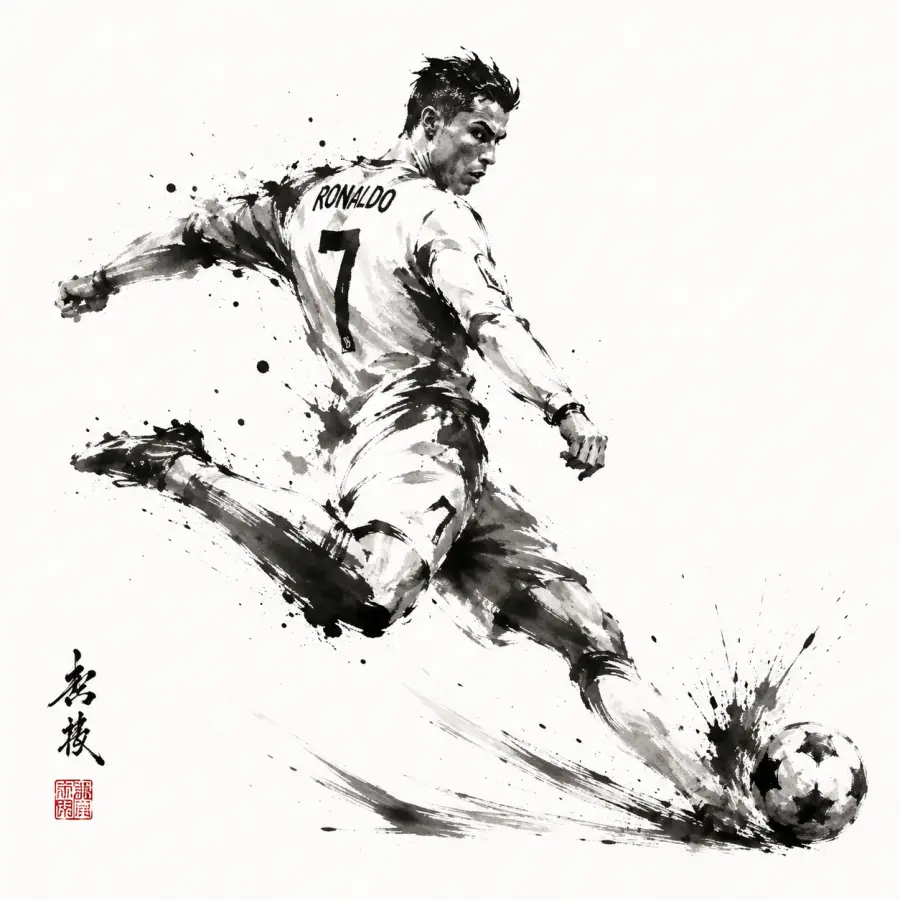 Cristiano Ronaldo Ink Wash Soccer Art — football desktop wallpaper