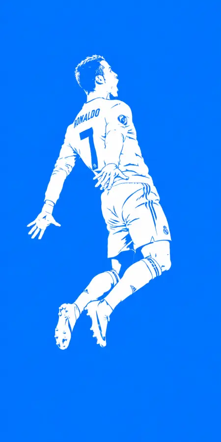 Cristiano Ronaldo Jump Celebration Blue Silhouette Art 4K wallpaper for desktop and mobile - Pixbee