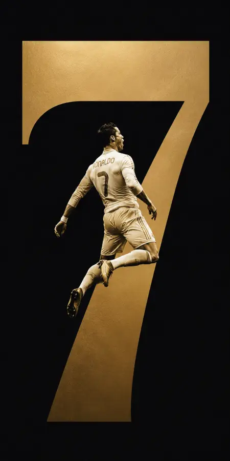 Cristiano Ronaldo Jumping Gold Number Seven 4K wallpaper for desktop and mobile - Pixbee