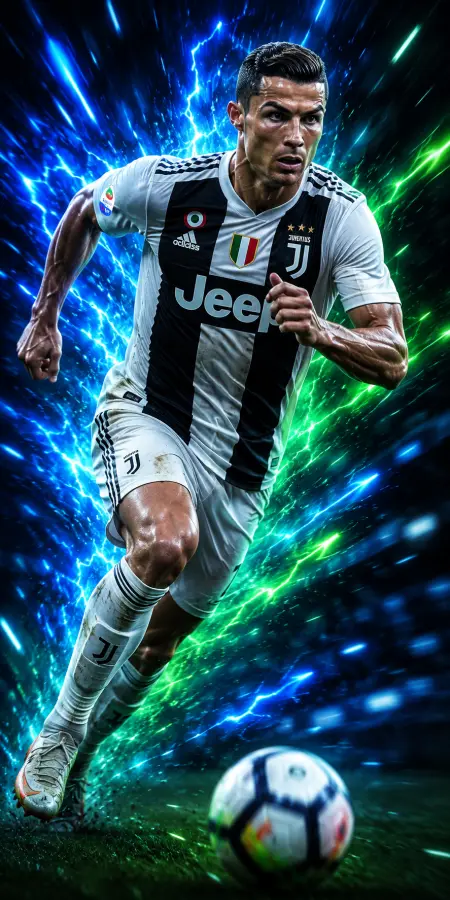 Cristiano Ronaldo Juventus Lightning Speed Run — football phone wallpaper