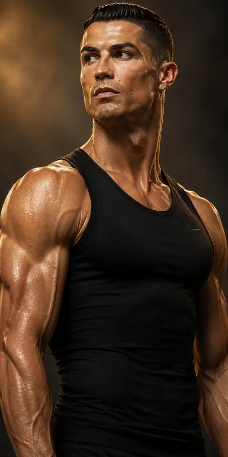 Cristiano Ronaldo Looking Away In Black Tank Top 4K wallpaper for desktop and mobile - Pixbee