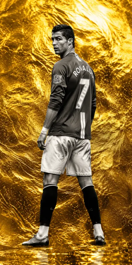 Cristiano Ronaldo Manchester United Gold Foil — football phone wallpaper