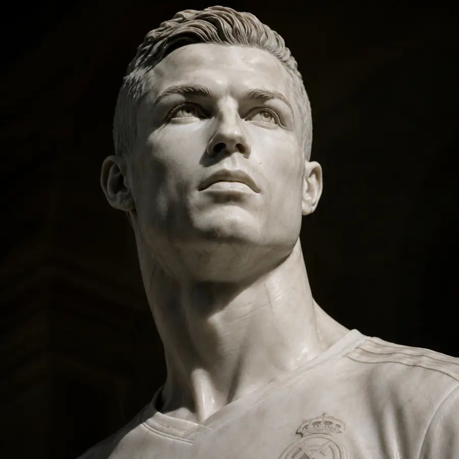 Cristiano Ronaldo Marble Statue Close Up — football desktop wallpaper