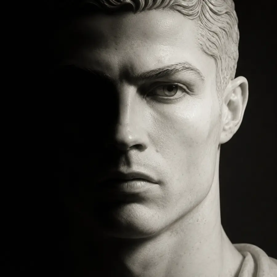 Cristiano Ronaldo Marble Statue Head Portrait — football desktop wallpaper