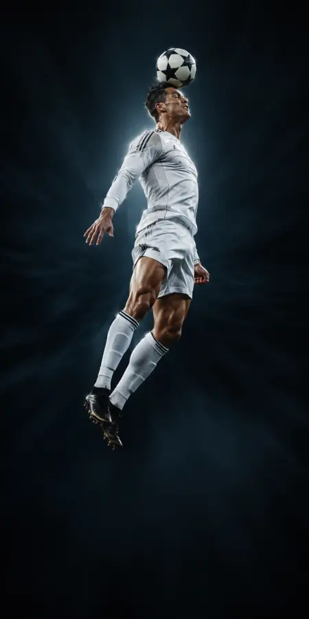 Cristiano Ronaldo Mid Air Soccer Header — iphone wallpapers phone wallpaper