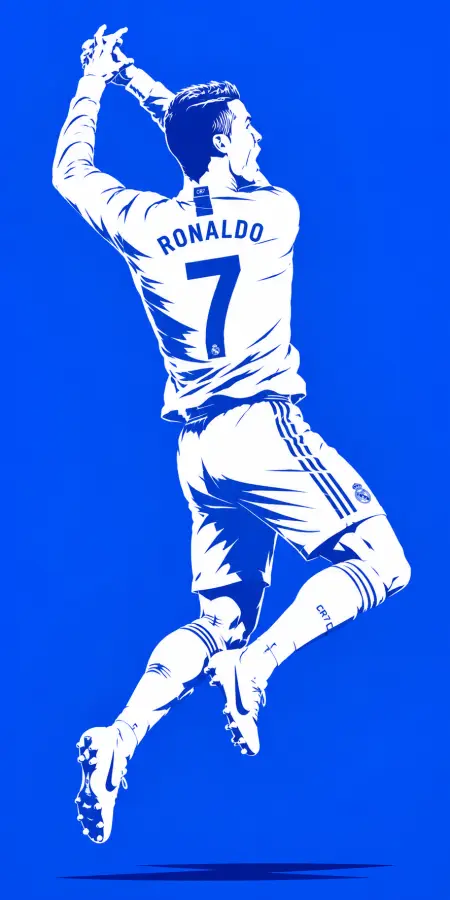 Cristiano Ronaldo Minimalist Blue Celebration Vector Design 4K wallpaper for desktop and mobile - Pixbee