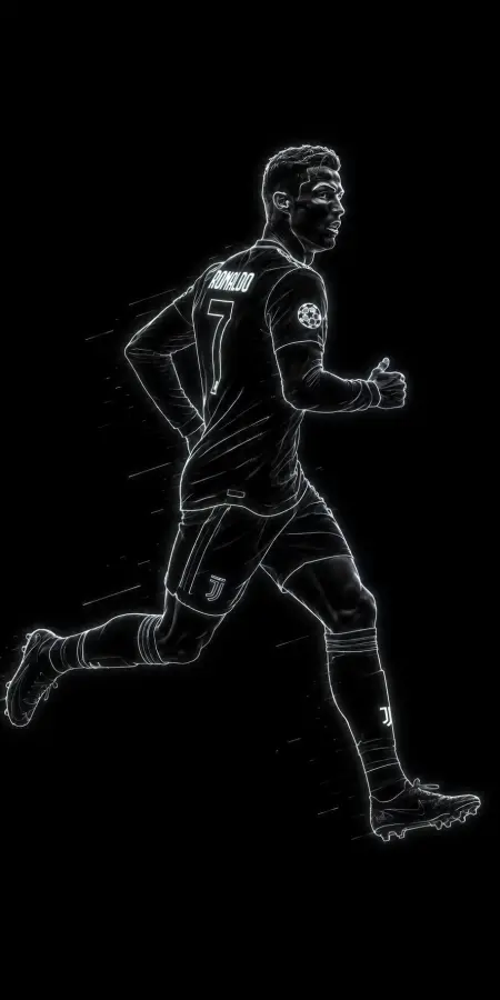 Cristiano Ronaldo Neon Running Glow Sketch 4K wallpaper for desktop and mobile - Pixbee