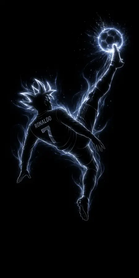 Cristiano Ronaldo Neon Soccer Bicycle Kick 4K wallpaper for desktop and mobile - Pixbee