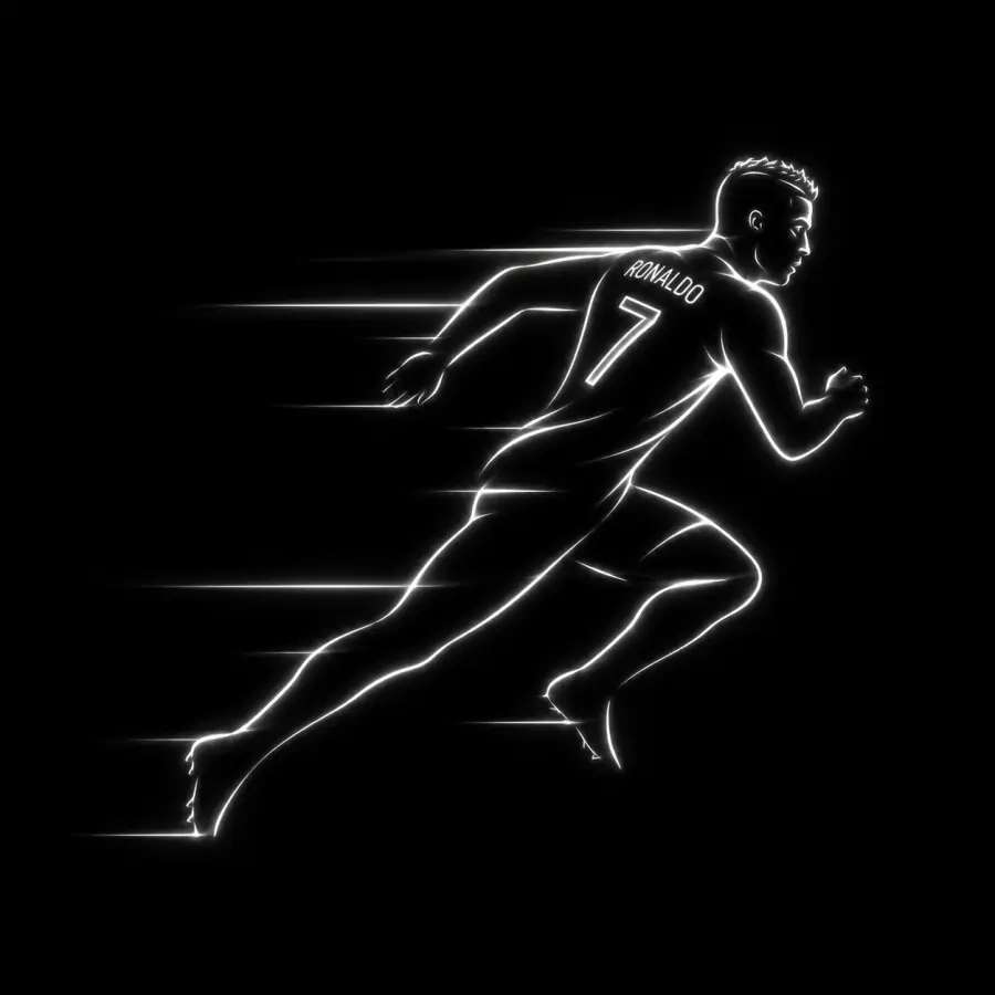 Cristiano Ronaldo Neon Sprint Outline Art — football desktop wallpaper