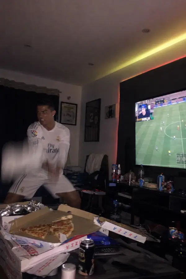 “Cristiano Ronaldo & Ninja — FIFA Rage Night at Home.” 4K wallpaper for desktop and mobile - Pixbee