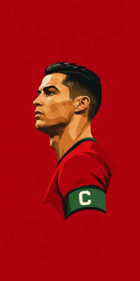 Cristiano Ronaldo Portugal Red Polygon Portrait — football phone wallpaper