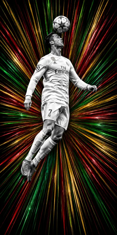 Cristiano Ronaldo Real Madrid Header Jump — football phone wallpaper