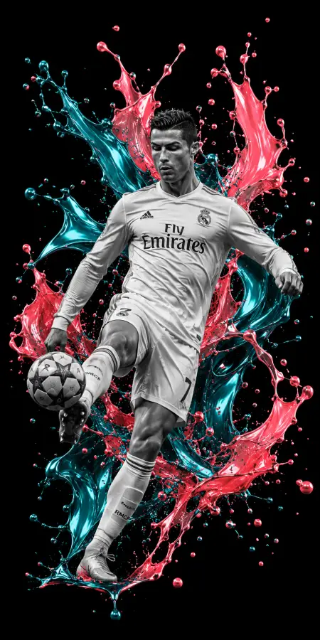 Cristiano Ronaldo Real Madrid Paint Splash Art — football phone wallpaper