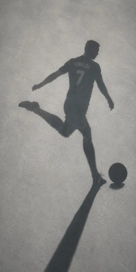 Cristiano Ronaldo Shadow Kicking Football Painting 4K wallpaper for desktop and mobile - Pixbee