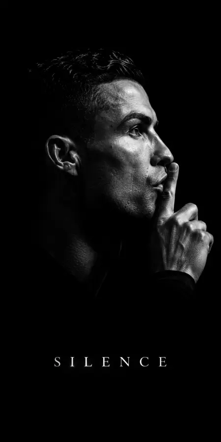 Cristiano Ronaldo Silence Shh Dark Portrait — football phone wallpaper