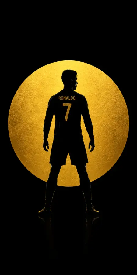 Cristiano Ronaldo Silhouette Golden Moon Background 4K wallpaper for desktop and mobile - Pixbee