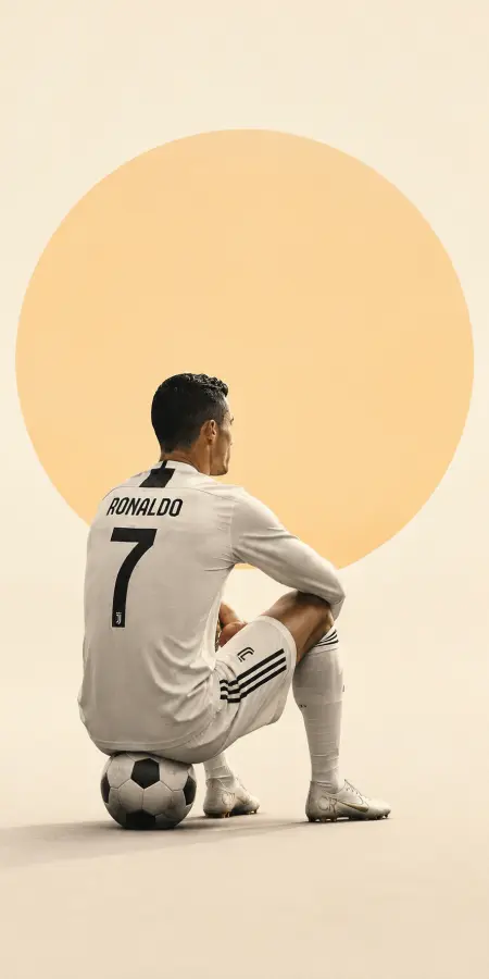 Cristiano Ronaldo Sitting on Football Minimalist Art 4K wallpaper for desktop and mobile - Pixbee