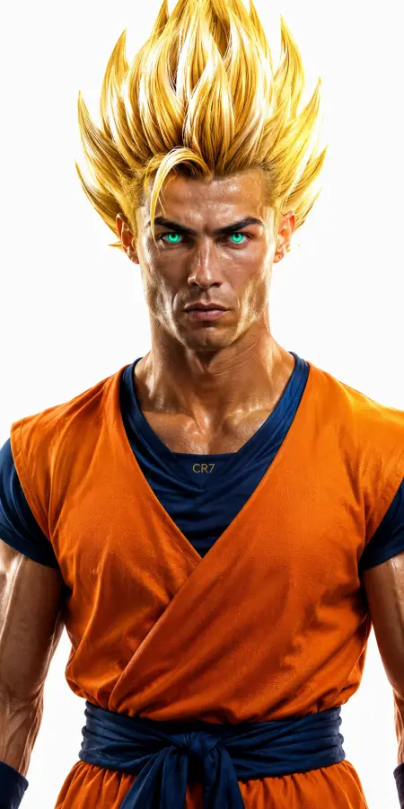 Cristiano Ronaldo Super Saiyan Goku Mashup 4K wallpaper for desktop and mobile - Pixbee