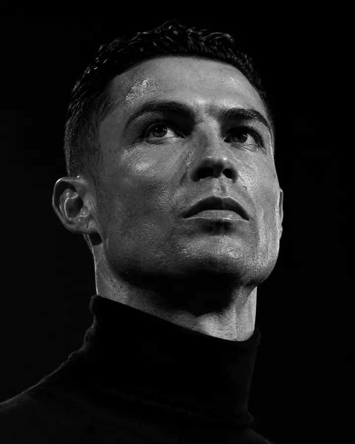 Cristiano Ronaldo Sweaty Turtleneck Studio Portrait — football phone wallpaper