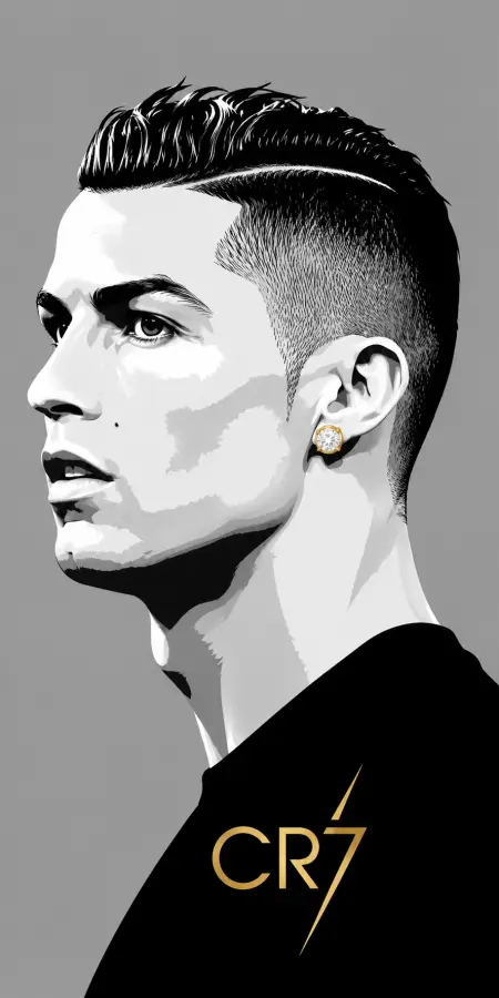 Cristiano Ronaldo Vector Portrait Gray Background 4K wallpaper for desktop and mobile - Pixbee