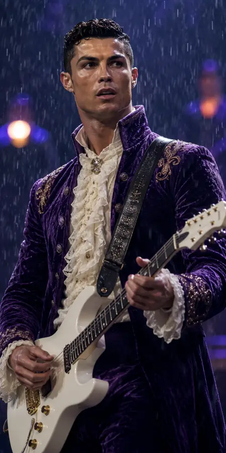 Cristiano Ronaldo Velvet Ruffled Guitar Performance 4K wallpaper for desktop and mobile - Pixbee