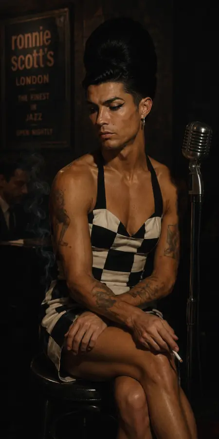 Cristiano Ronaldo Vintage Jazz Bar Portrait 4K wallpaper for desktop and mobile - Pixbee