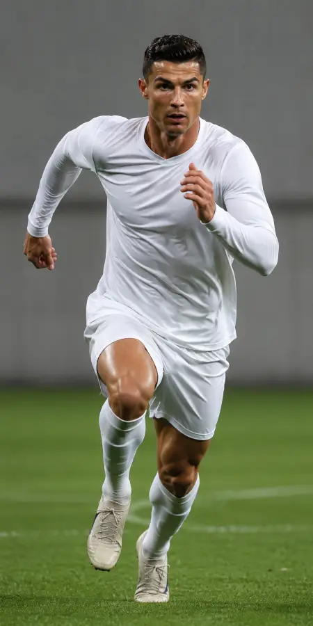 Cristiano Ronaldo White Kit Sprint Action — football phone wallpaper