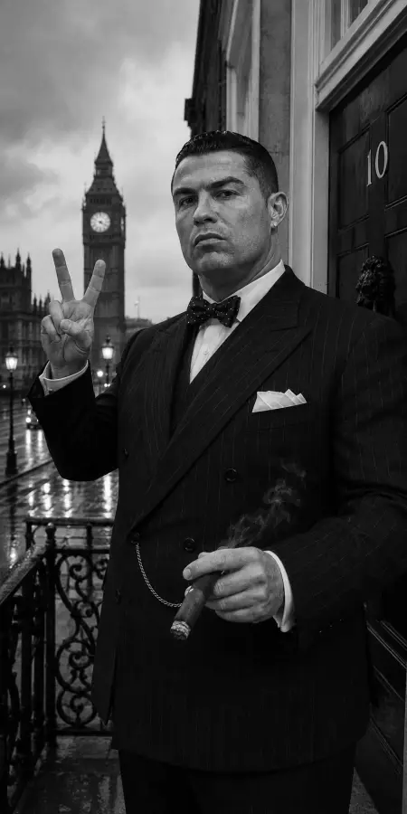 Cristiano Ronaldo Winston Churchill London Portrait 4K wallpaper for desktop and mobile - Pixbee