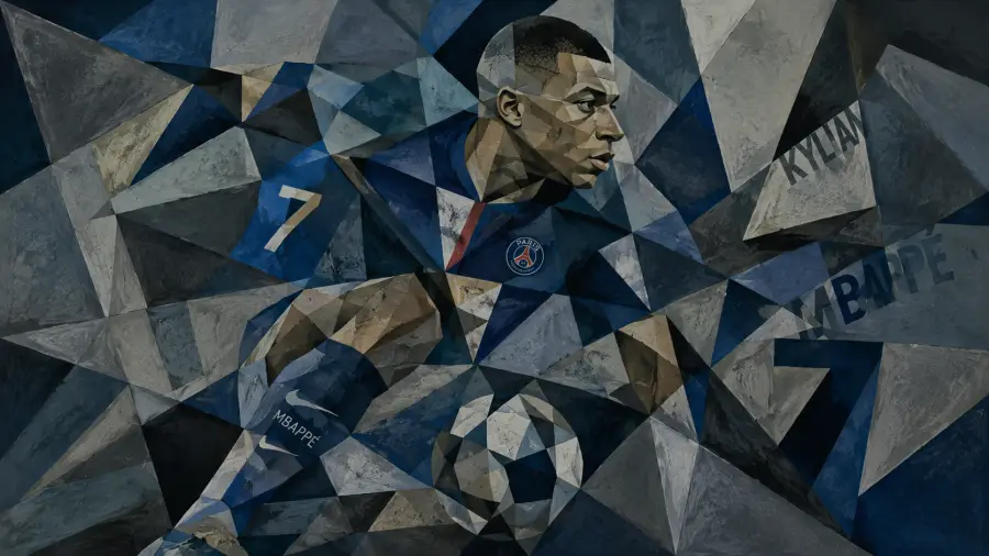 Cubist Low Poly Mbappe Geometric Illustration 4K wallpaper for desktop and mobile - Pixbee