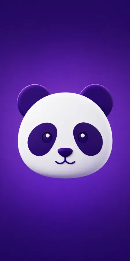 Cute 3D Panda Face On Purple — animals phone wallpaper