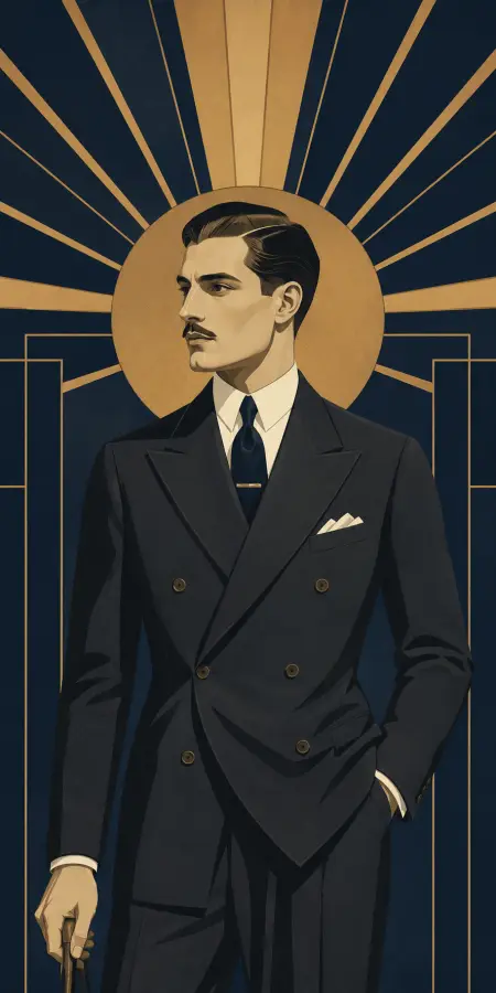 Dapper Mustache Gentleman With Golden Sunburst Halo 4K wallpaper for desktop and mobile - Pixbee