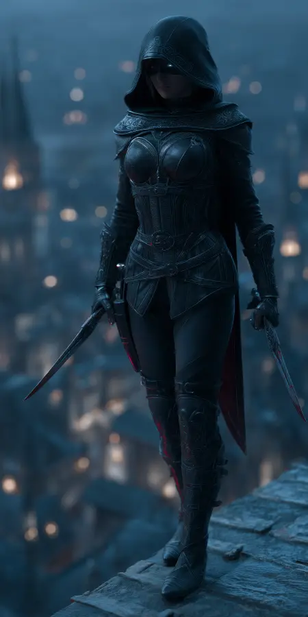 Dark Hooded Assassin Warrior 4K wallpaper for desktop and mobile - Pixbee